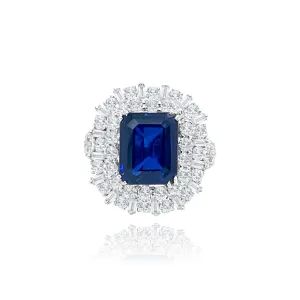 Emerald cut Sapphire & Diamonds "Noor" Ring