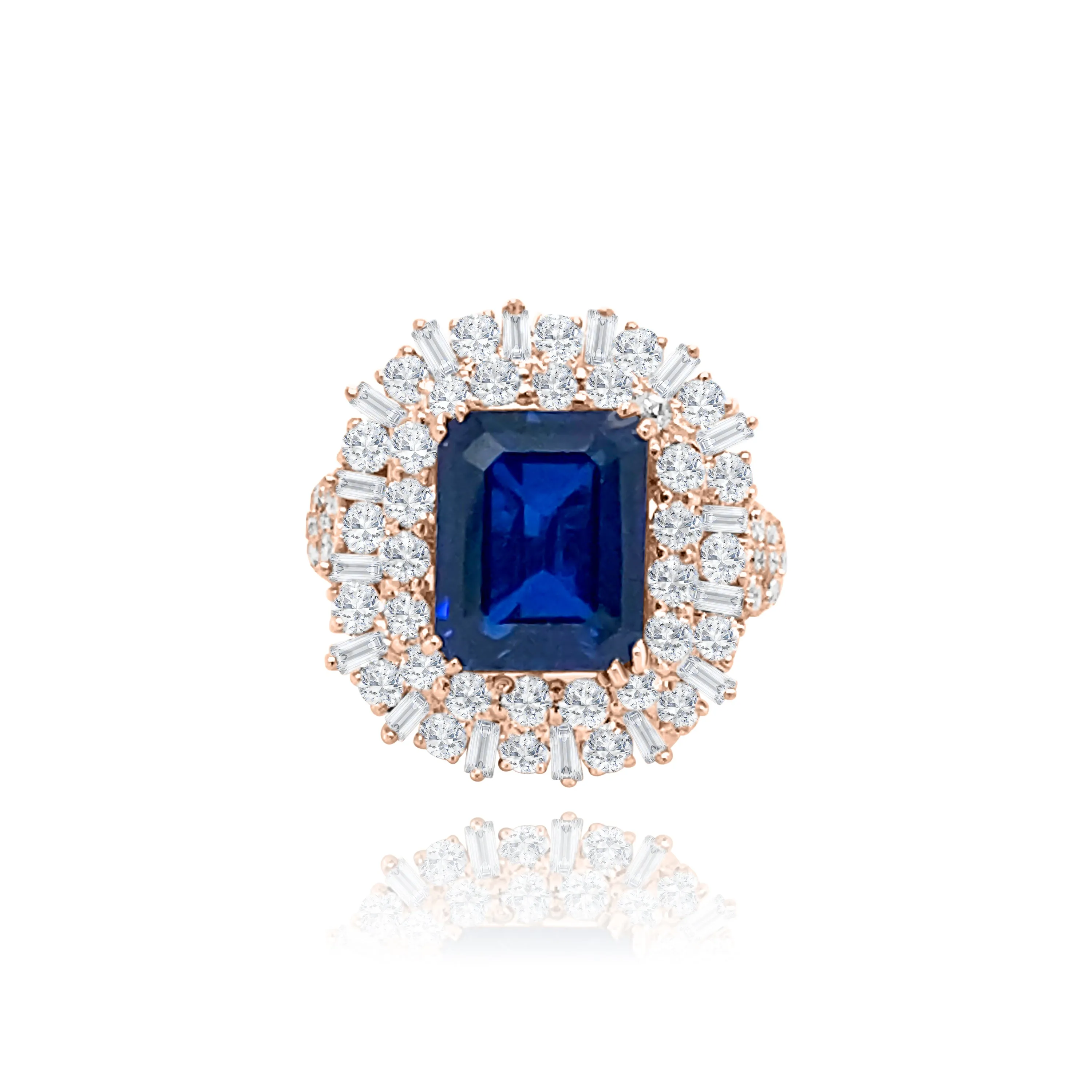 Emerald cut Sapphire & Diamonds "Noor" Ring