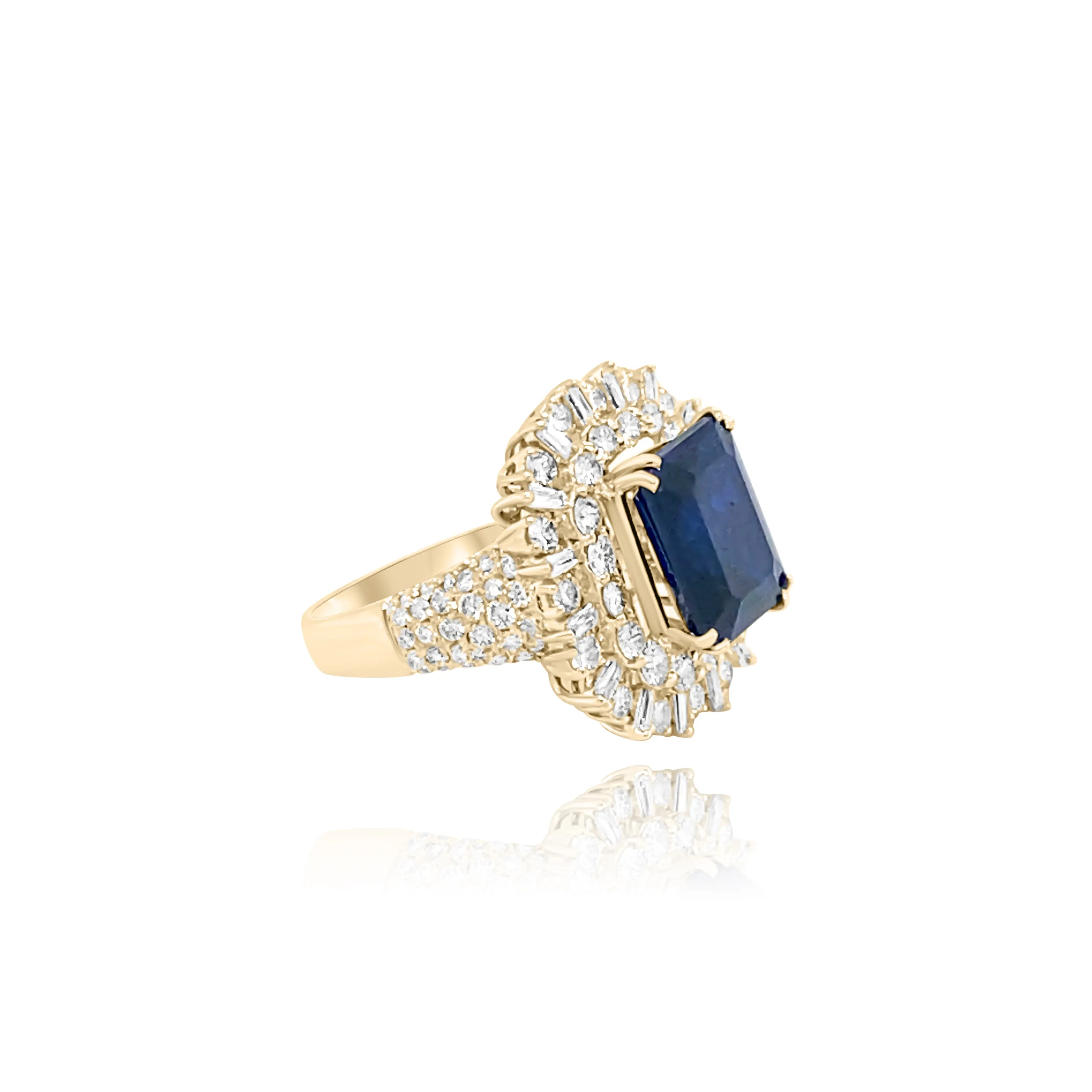 Emerald cut Sapphire & Diamonds "Noor" Ring