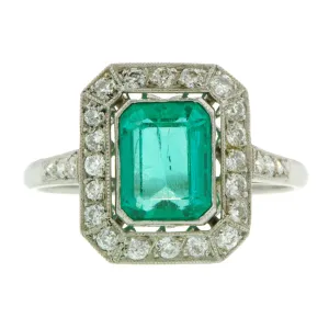 Emerald Diamond Frame Ring