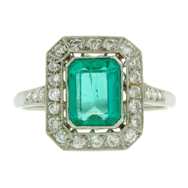 Emerald Diamond Frame Ring