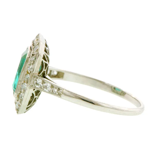 Emerald Diamond Frame Ring