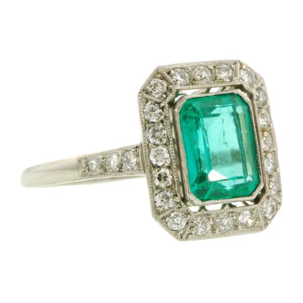 Emerald Diamond Frame Ring