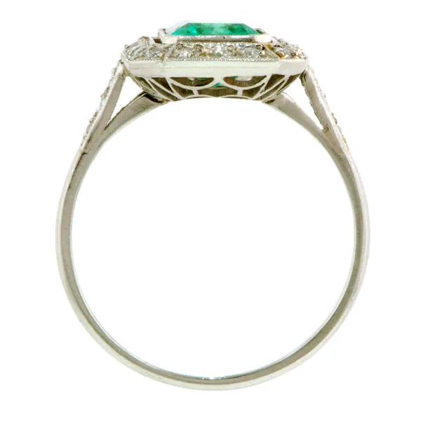 Emerald Diamond Frame Ring