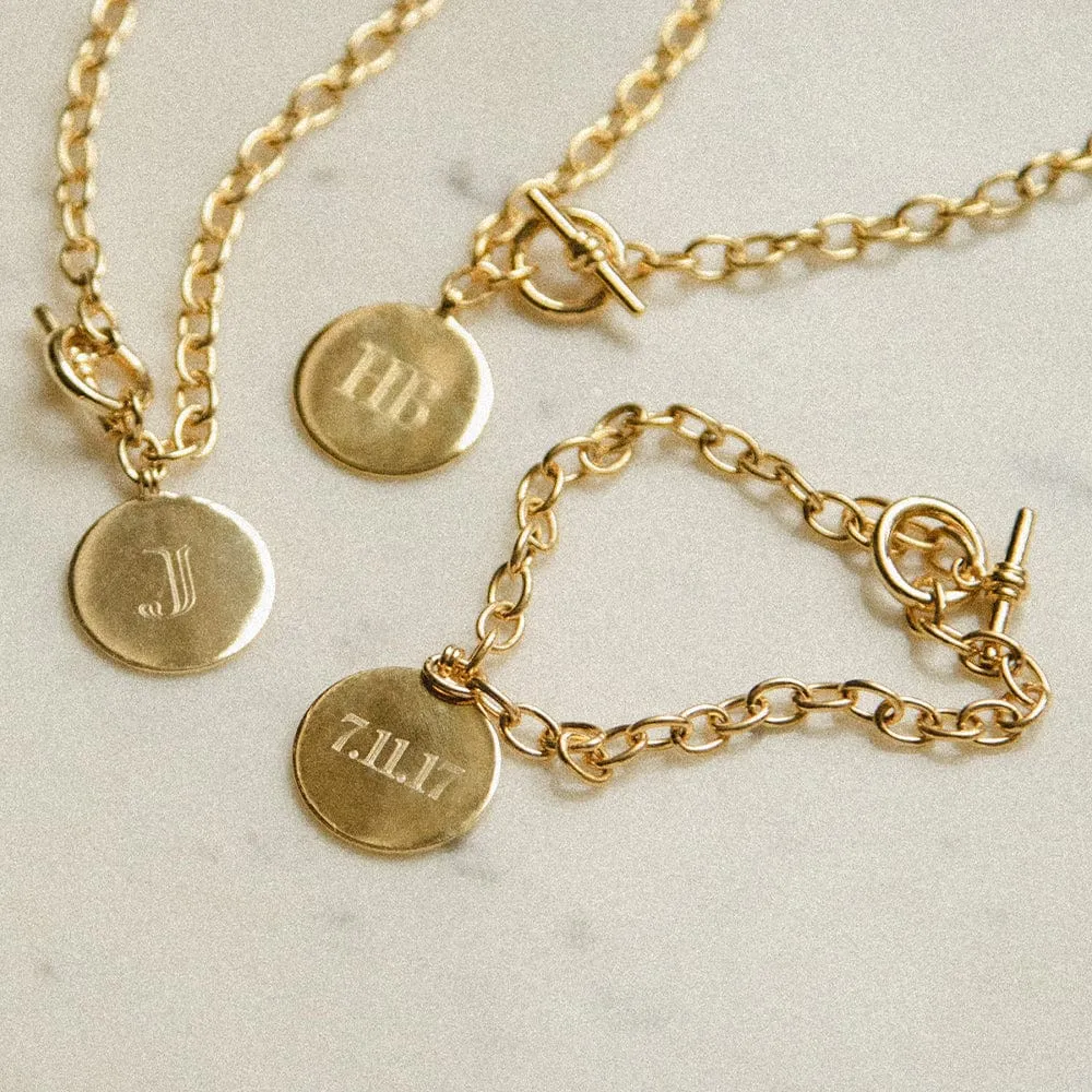 Engravable Medallion Necklace 18ct Gold Plate