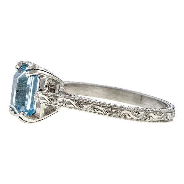 Estate Aquamarine Solitaire Ring