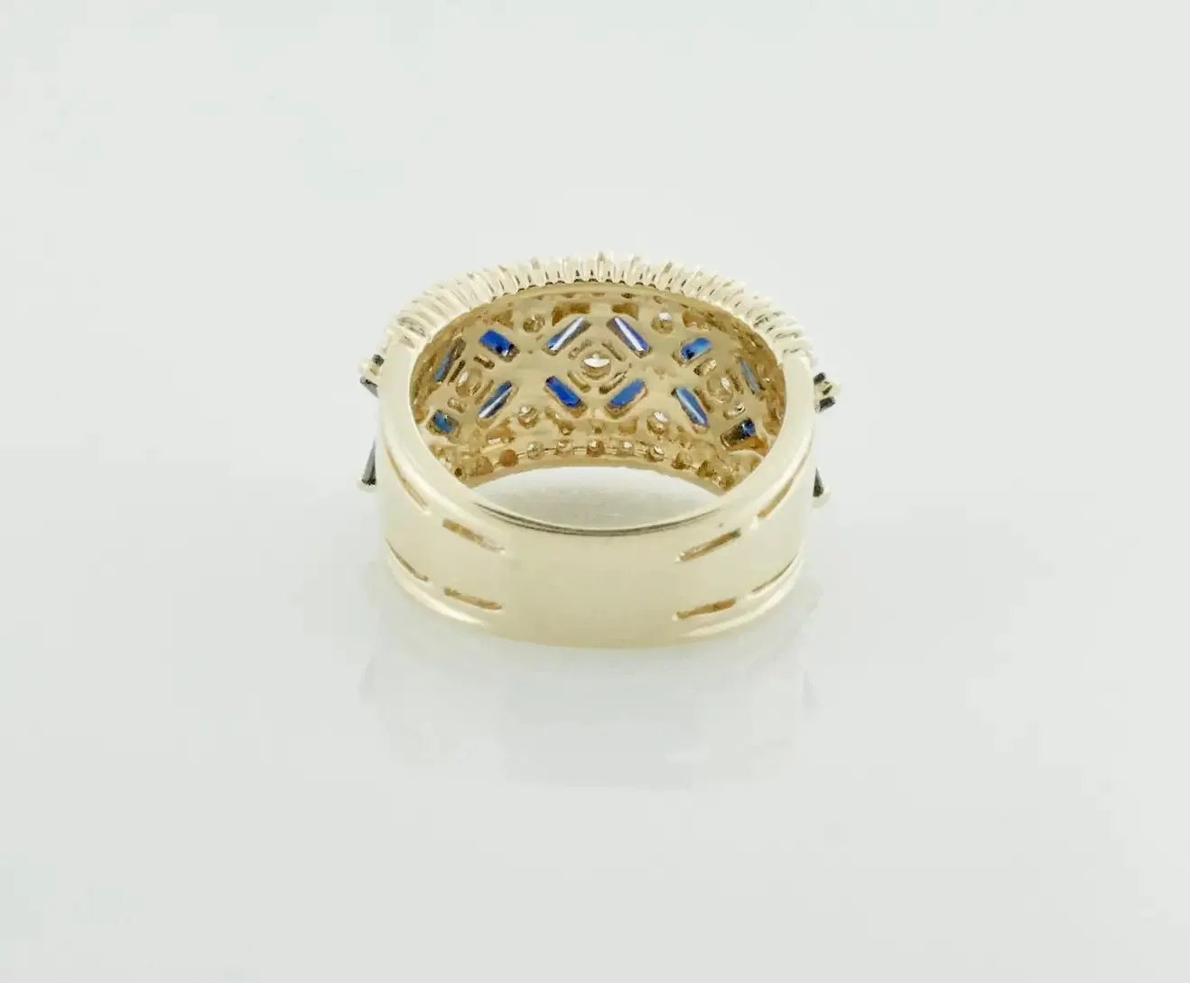 Estate Sapphire and Diamond Wedding Band in Yellow Gold