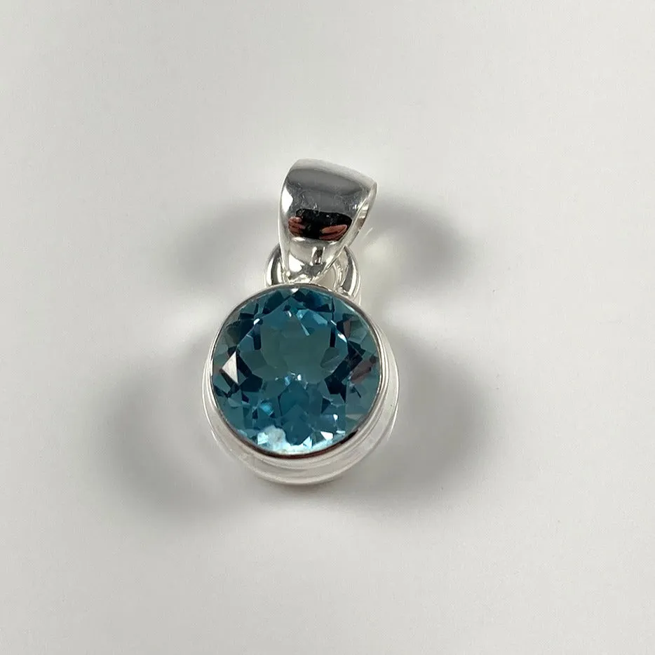 Faceted Blue Topaz Pendant