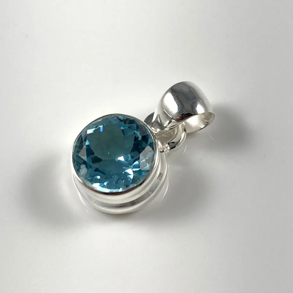 Faceted Blue Topaz Pendant