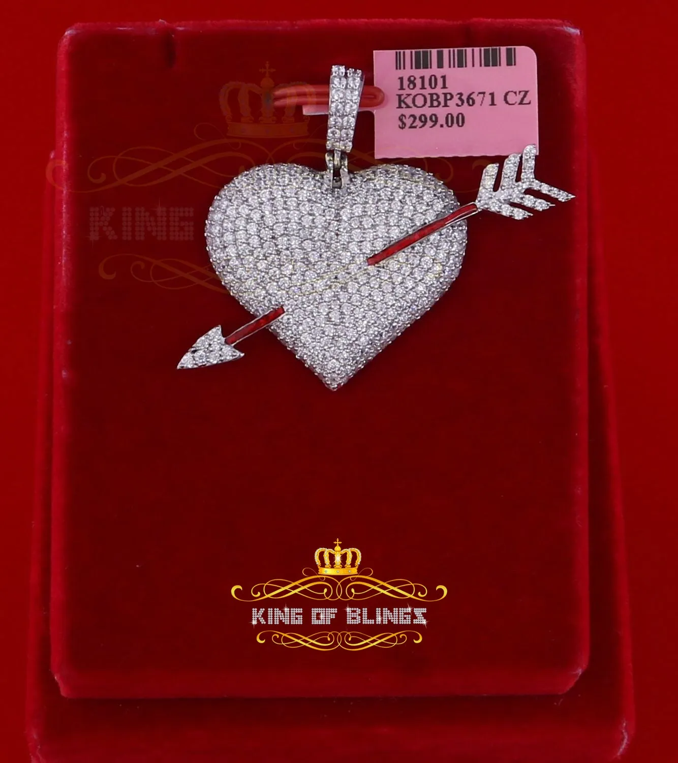 Fancy Special 925 Sterling Silver Heart White Pendant with 7.42ct Cubic Zirconia