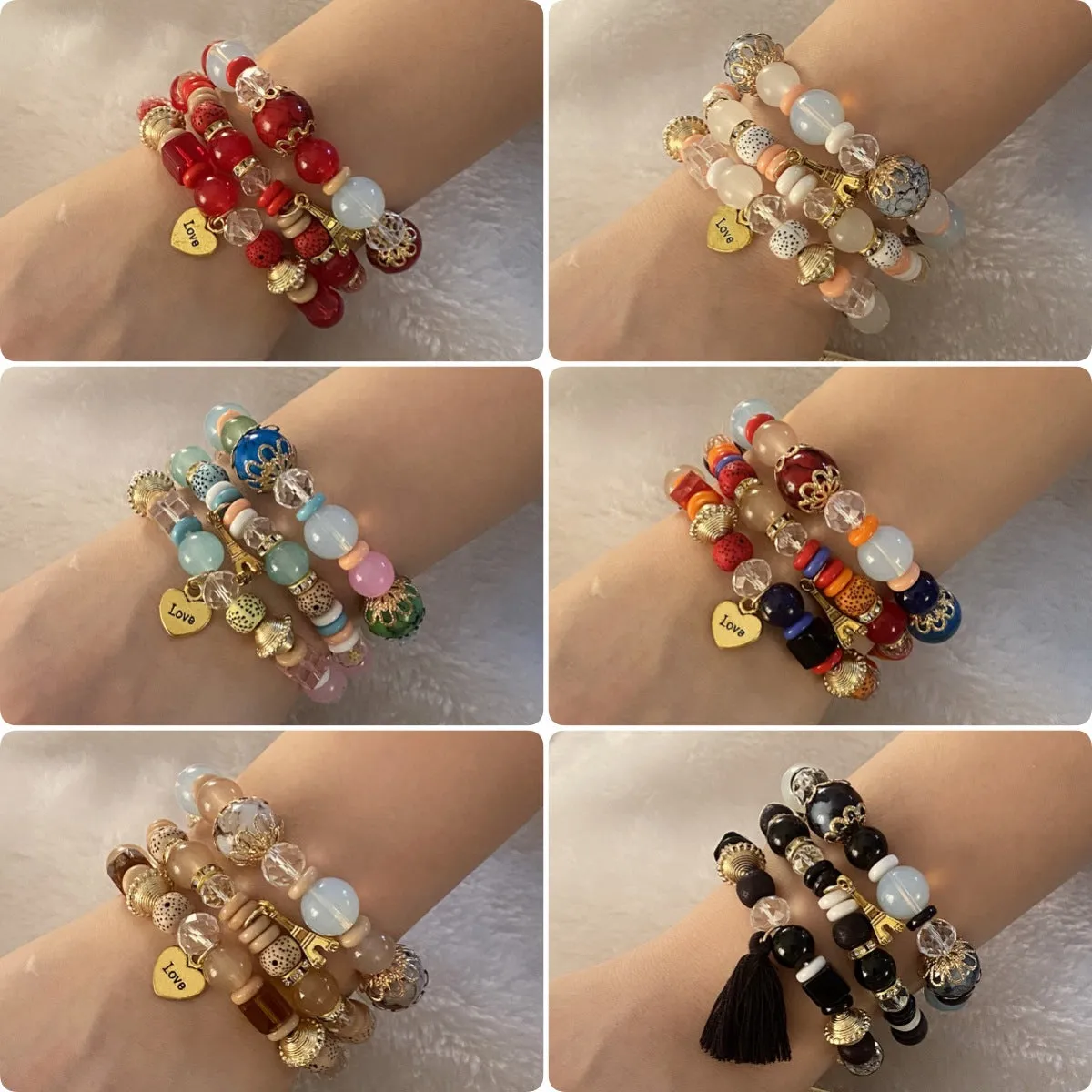 Fashion Women Heart Heart Acrylic Handmade Bracelets