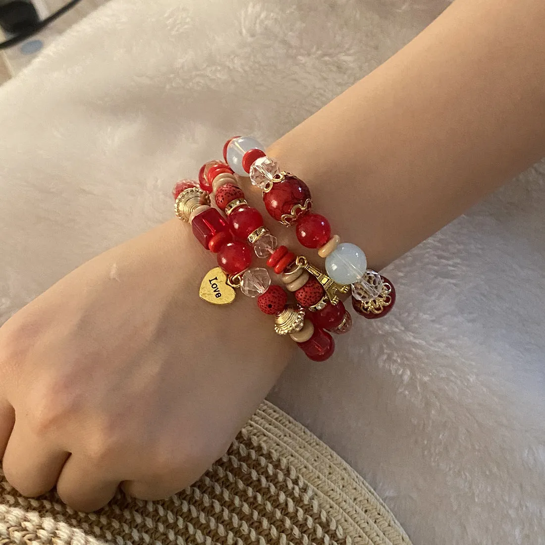 Fashion Women Heart Heart Acrylic Handmade Bracelets