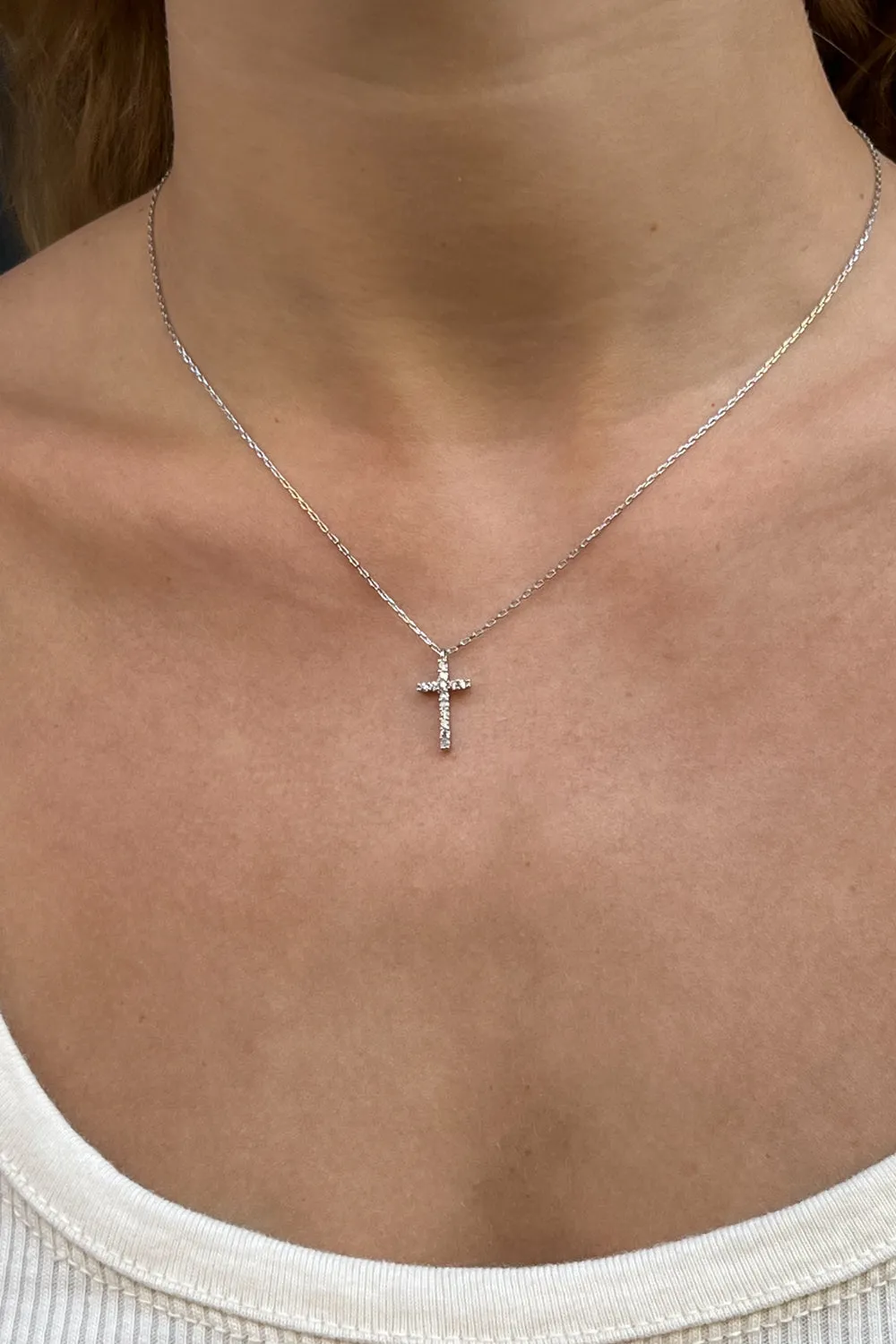 Faux Rhinestone Cross Necklace