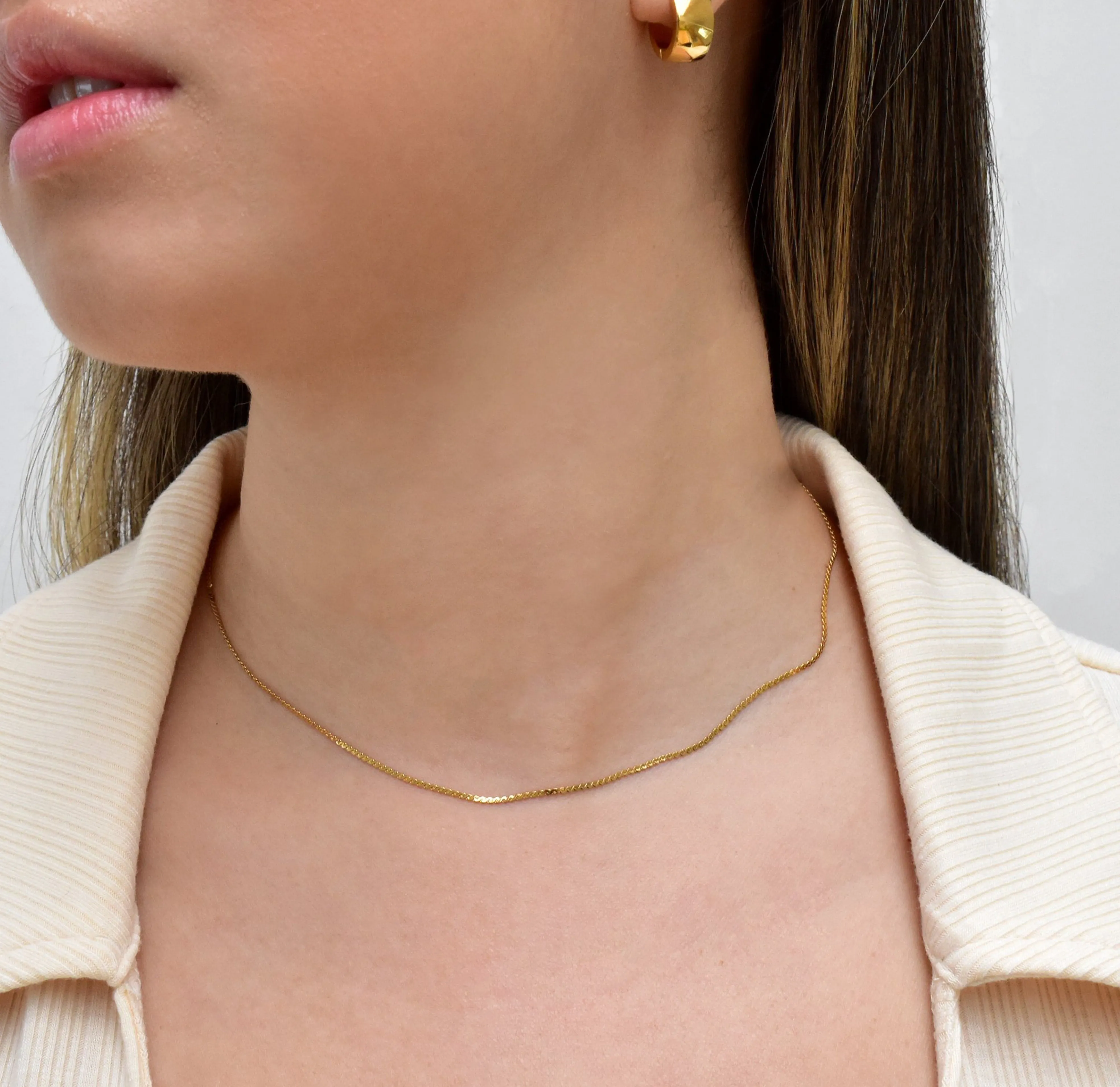 FAYE DAINTY THIN GOLD CHAIN NECKLACE