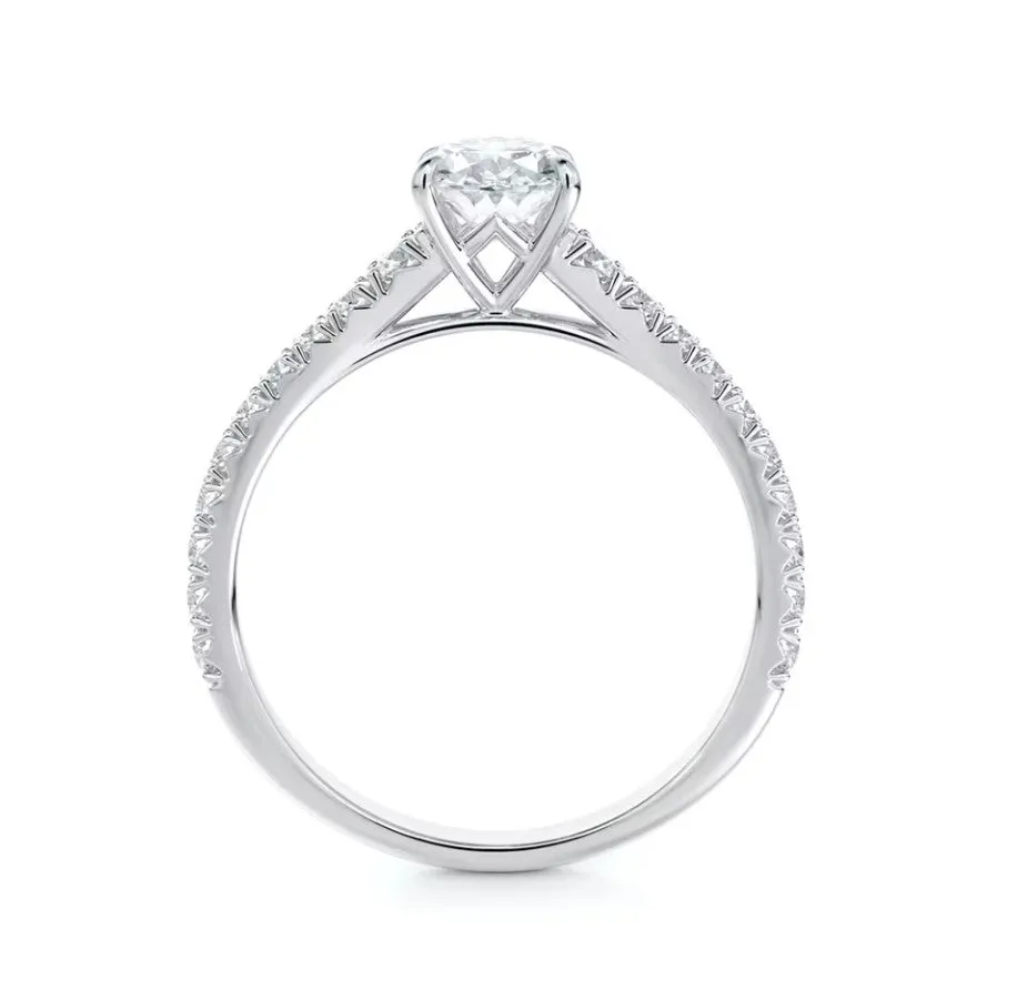 Forevermark Icon™ Setting Oval Engagement Ring with Diamond Band