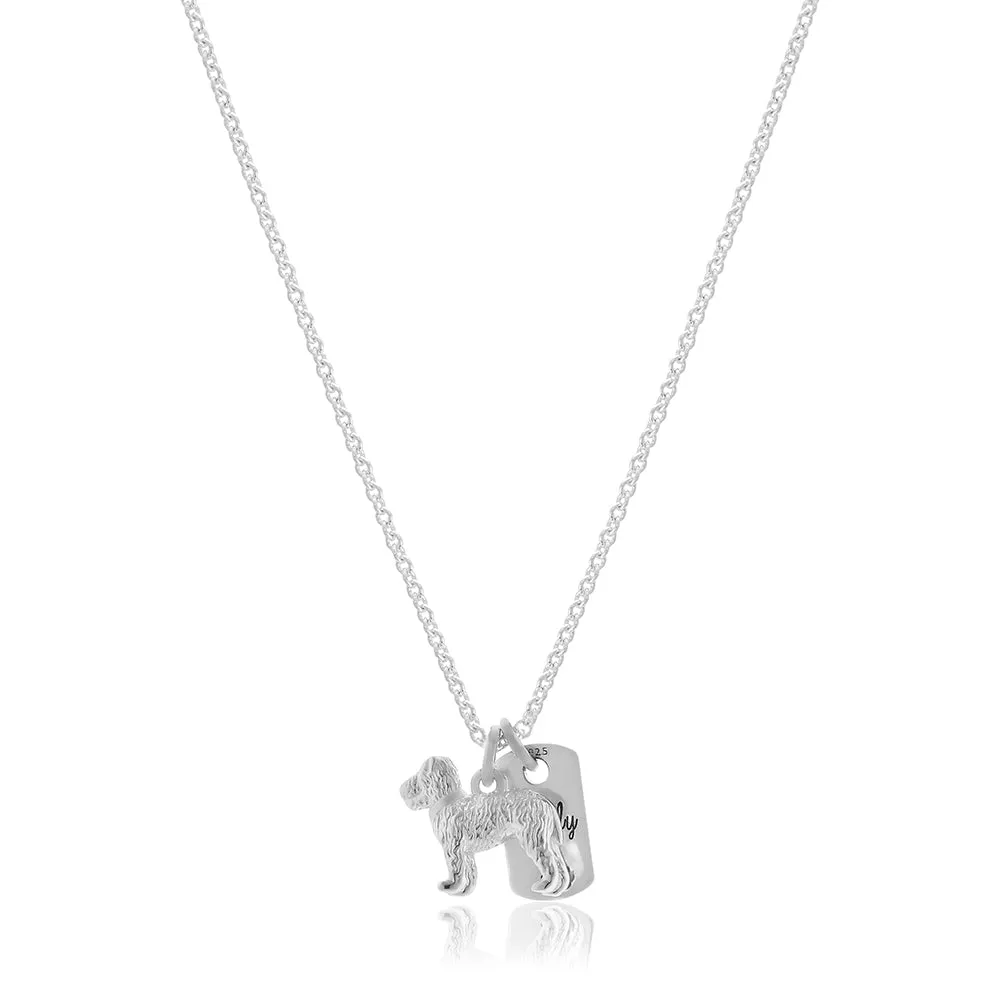 Fox Terrier Personalised Silver Dog Tag Necklace