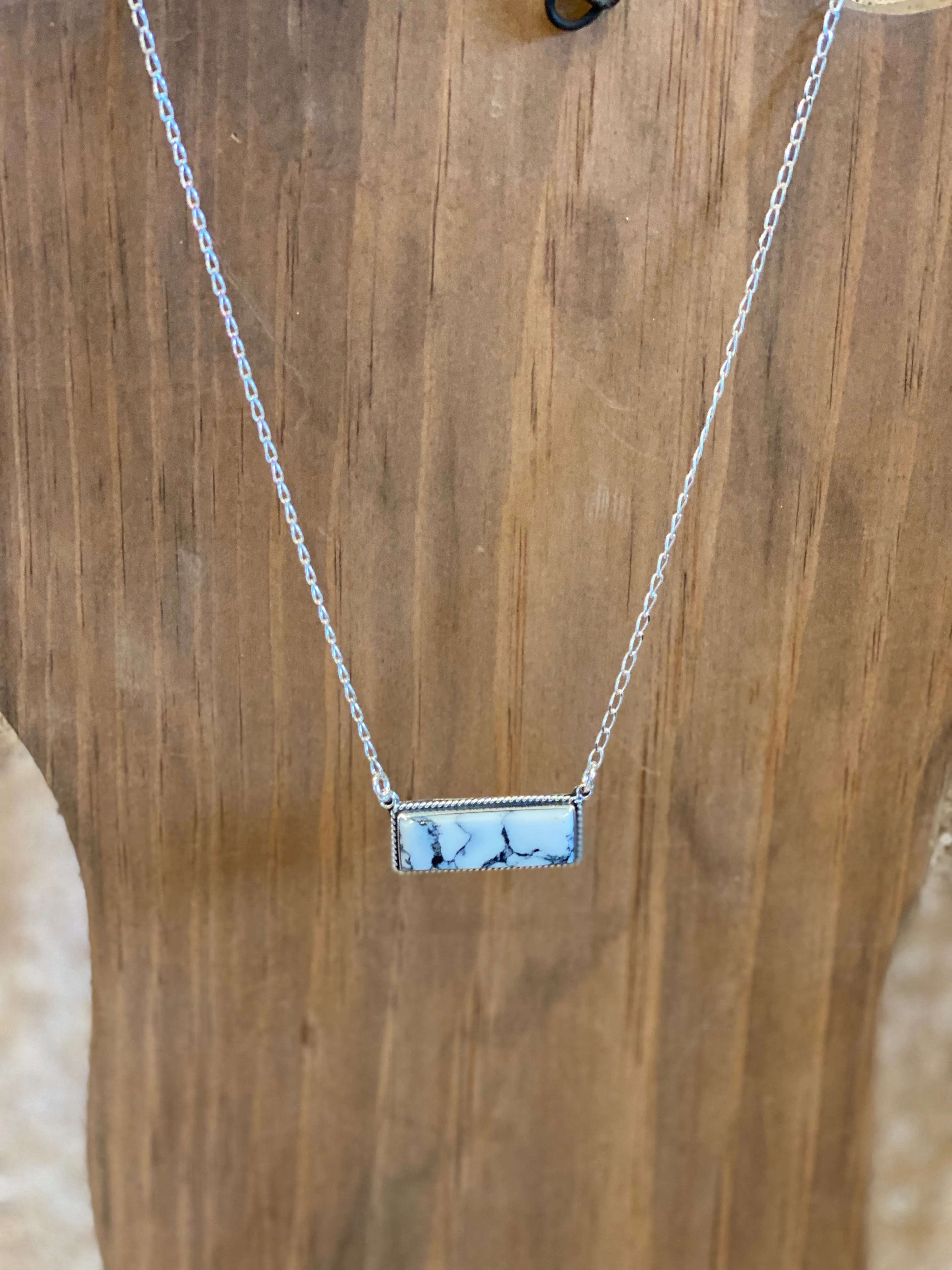 Genuine Howlite Bar Necklace