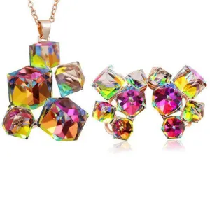 Geometric Crystal Jewelry Sets Necklaces & Pendants Stud Earrings