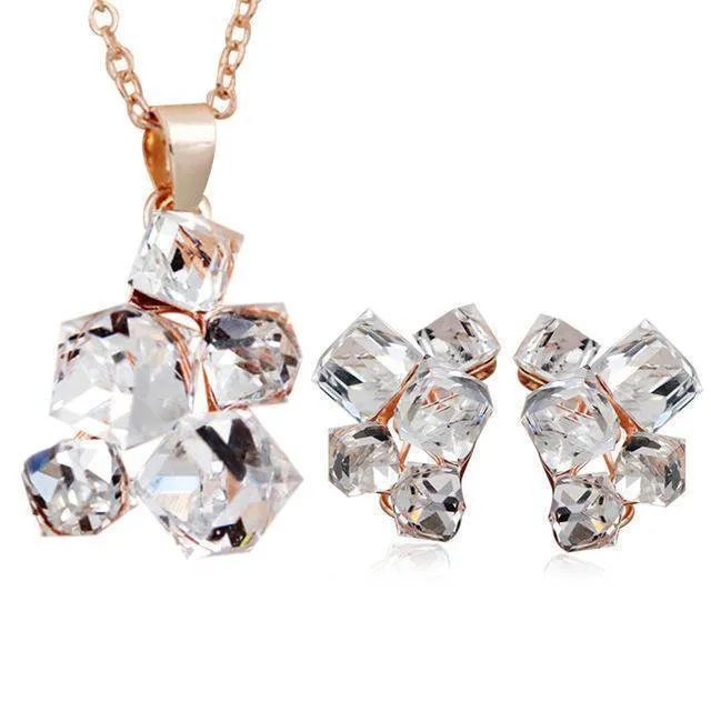 Geometric Crystal Jewelry Sets Necklaces & Pendants Stud Earrings