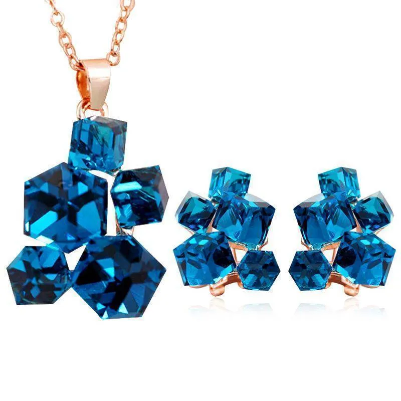 Geometric Crystal Jewelry Sets Necklaces & Pendants Stud Earrings