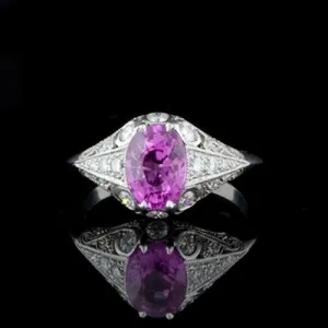 GIA 2.00 Carat Natural Pink Sapphire Platinum Ring