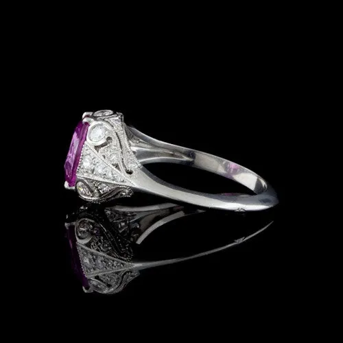 GIA 2.00 Carat Natural Pink Sapphire Platinum Ring