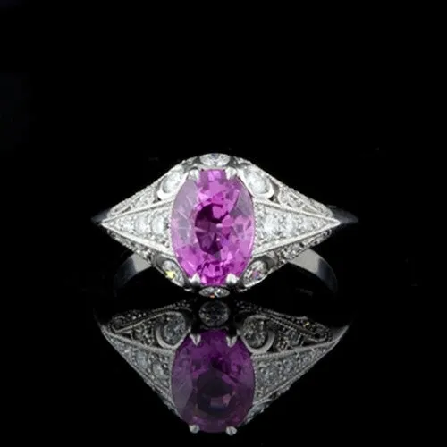 GIA 2.00 Carat Natural Pink Sapphire Platinum Ring