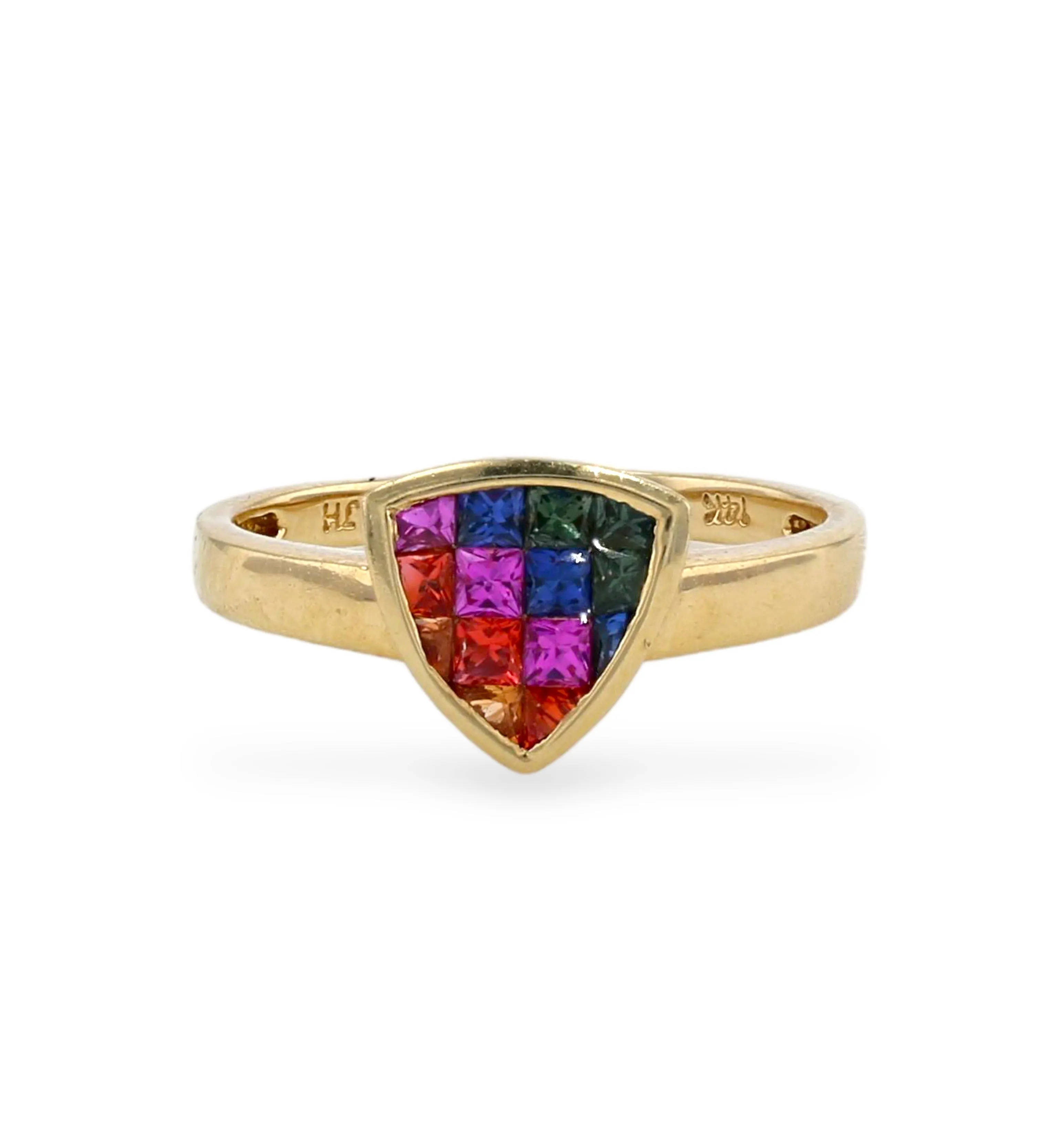 Gold 14k rainbow sapphire ring