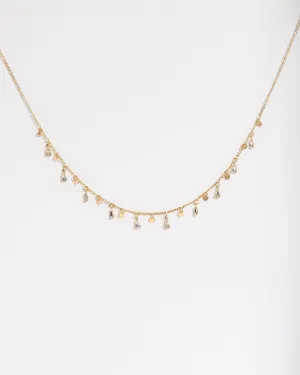 Gold Crystal Disc Fine Necklace