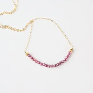 Gold Filled Chain with Dark Pink Silverite Gemstone Arc Necklace