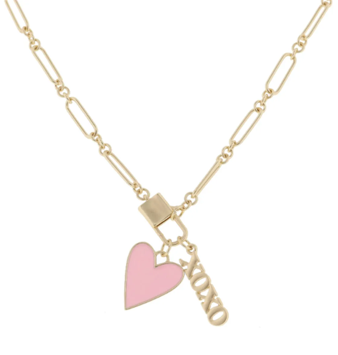 Gold XOXO Bar Kids Necklace 14"