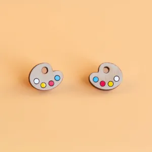 Hand-painted Palette Wooden Earrings- PEA16007