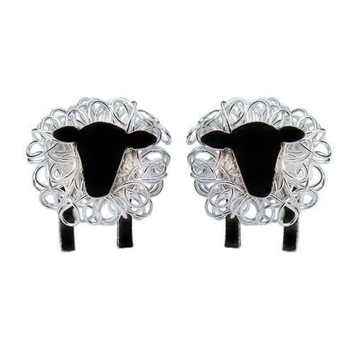 Handcrafted silver Suffolk sheep stud earrings