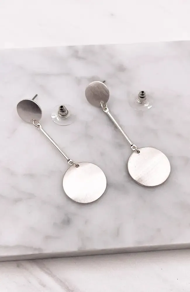 HANGING CIRCLE SILVER EARRINGS