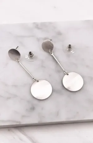 HANGING CIRCLE SILVER EARRINGS