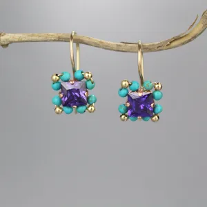 Howlite Turquoise CZ Victoria Earrings