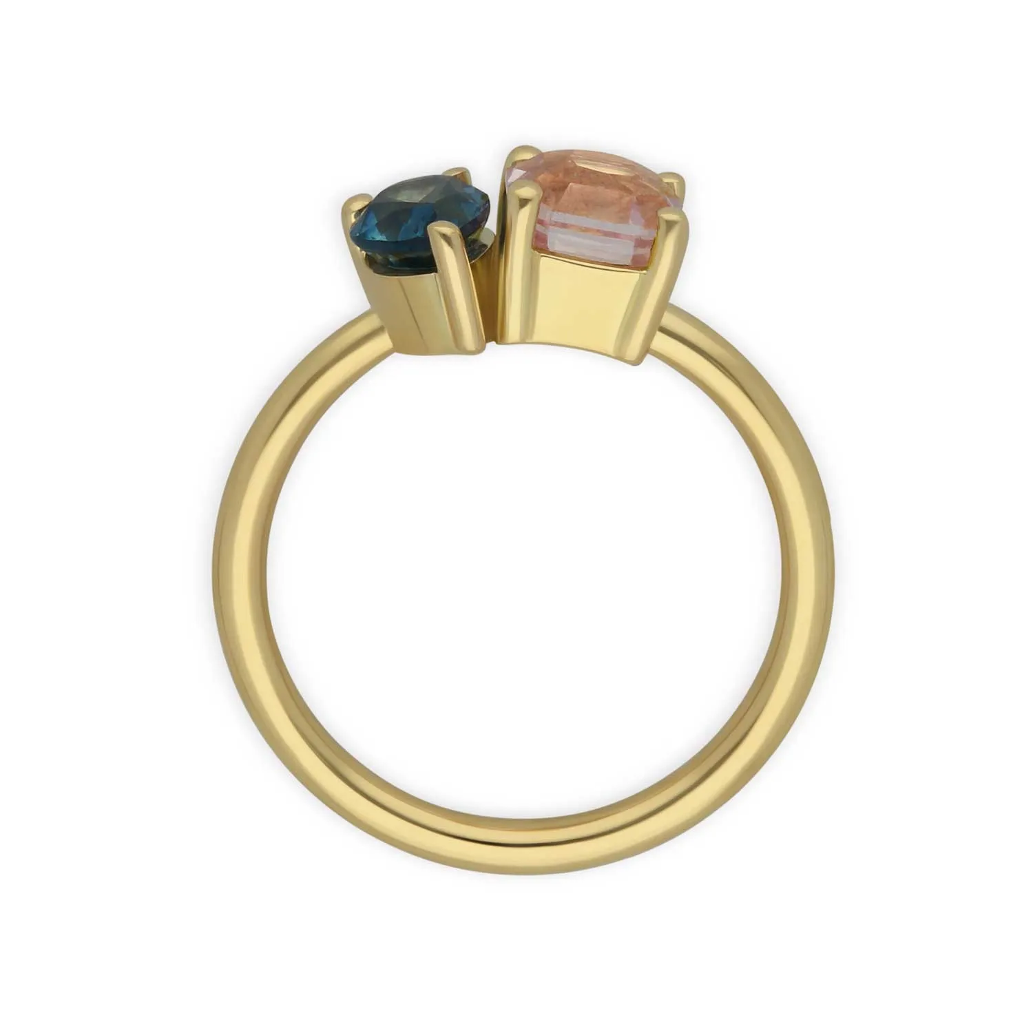 JOSEPHINE Ring Yellow Gold with Teal & Pink Sapphires