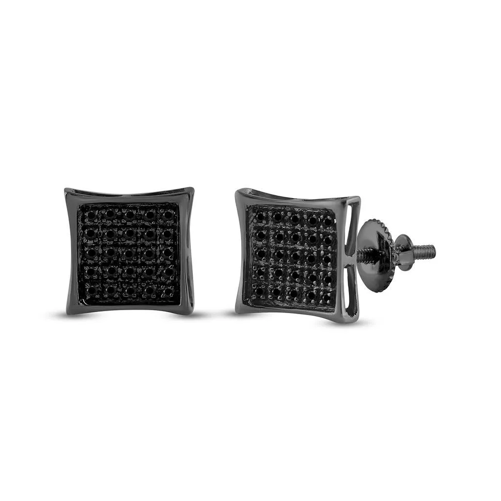 Kite Black Diamond Earrings in .925 Sterling Silver | 4 Sizes