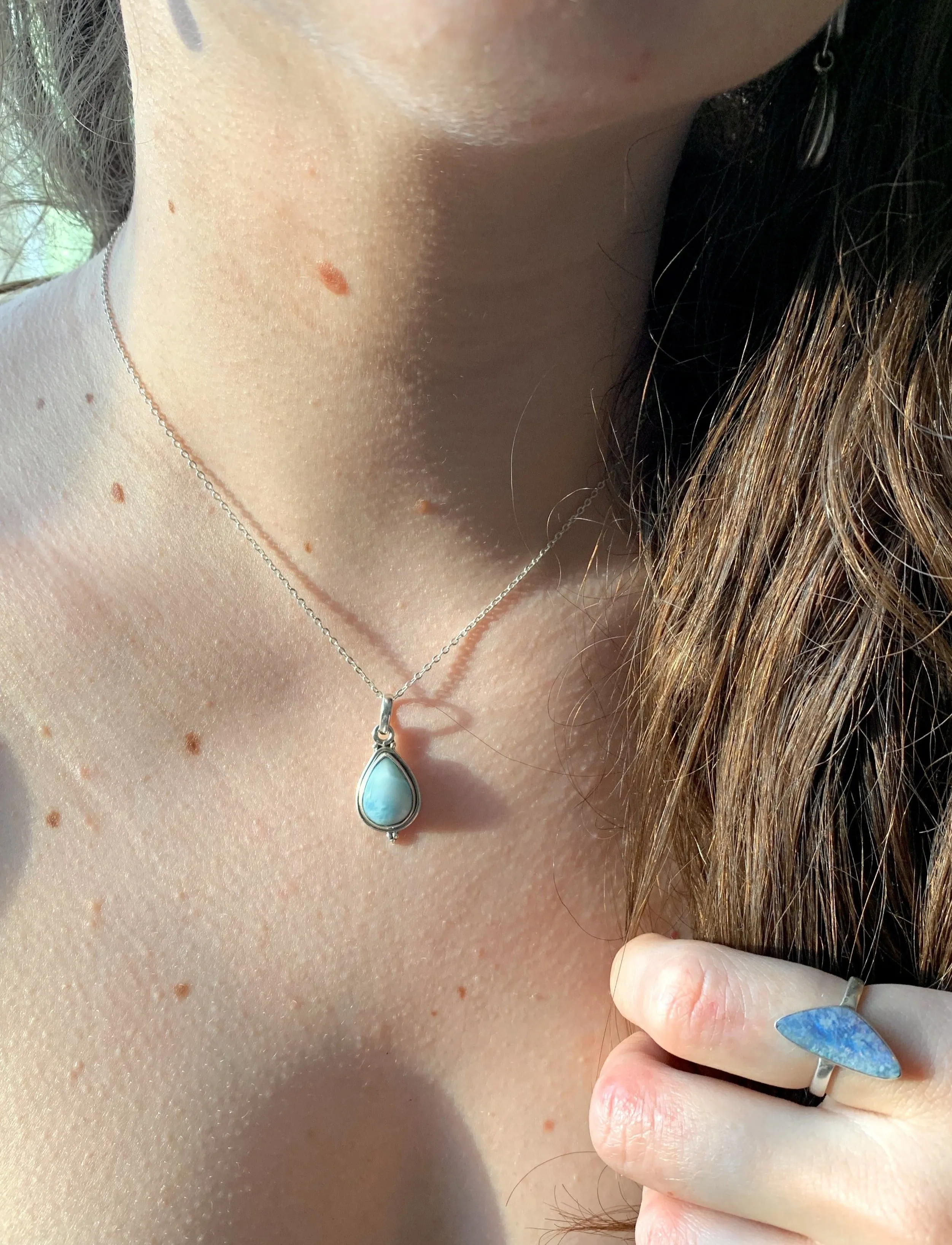 Larimar Ari Dot Pendant - Teardrop