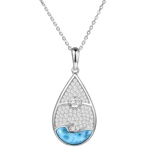 Larimar Sun & Wave Teardrop Pendant