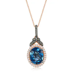 Le Vian Chocolatier Oval Cut Deep Sea Blue Topaz Pendant