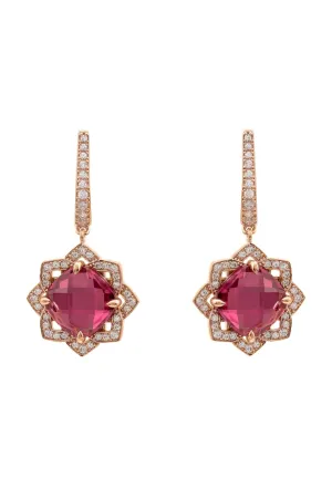 Lilian Flower Gemstone Earrings Rosegold Pink Tourmaline