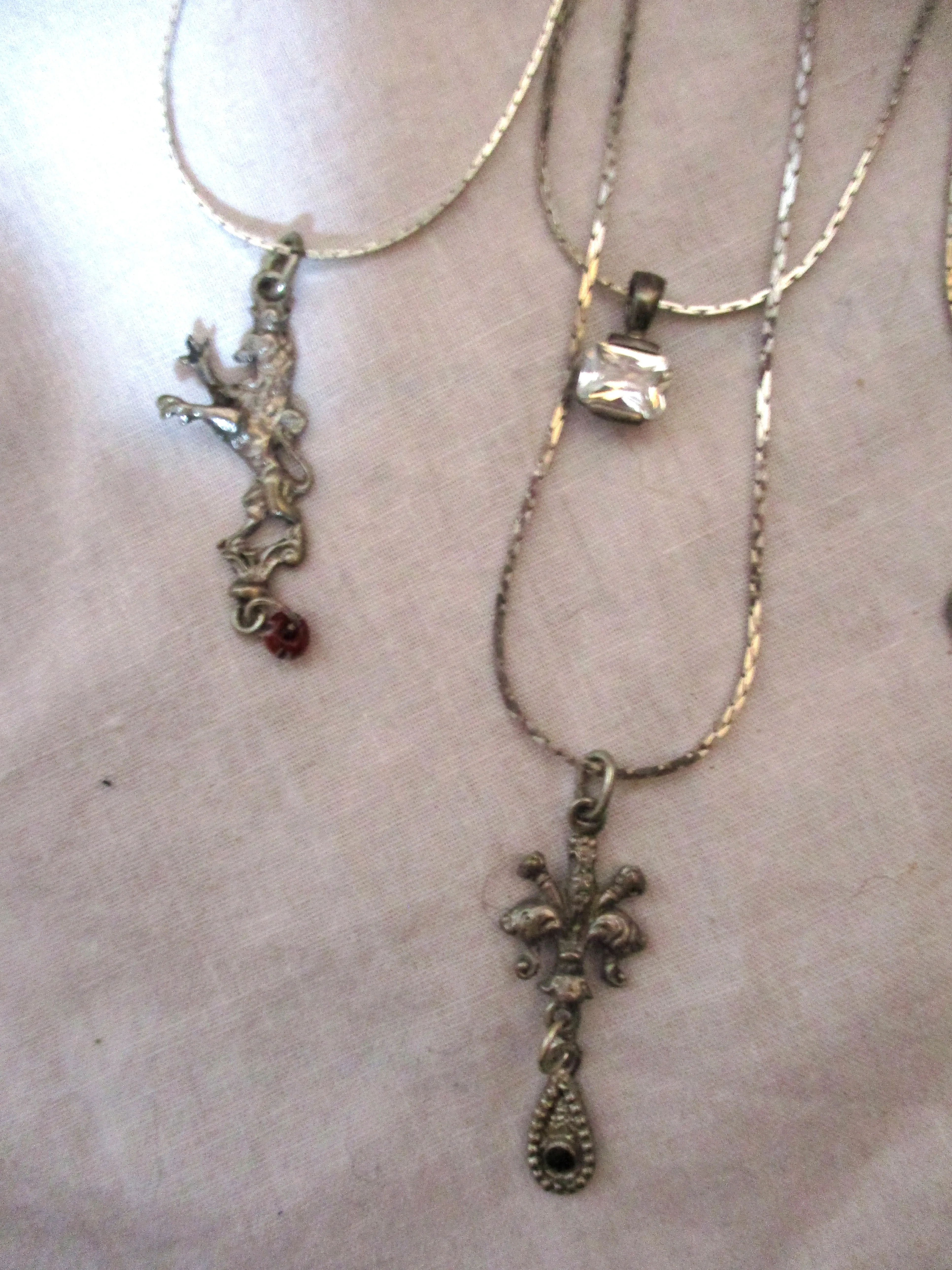 Lot Set 8 SILVER Charm Pendant Necklace Choker Jewelry LION GRIFFIN MEDIEVAL