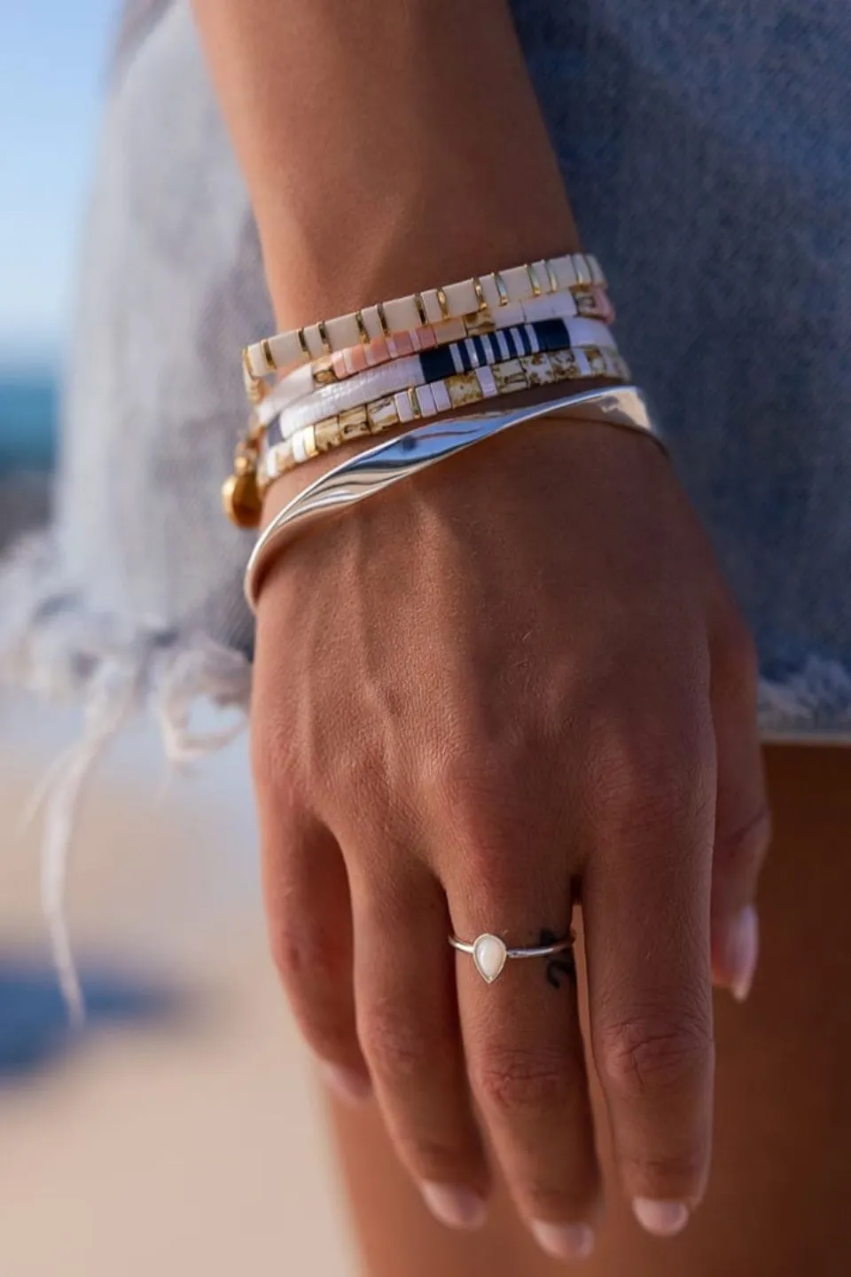 Love Pink Gold White with Gold Charm Bracelet