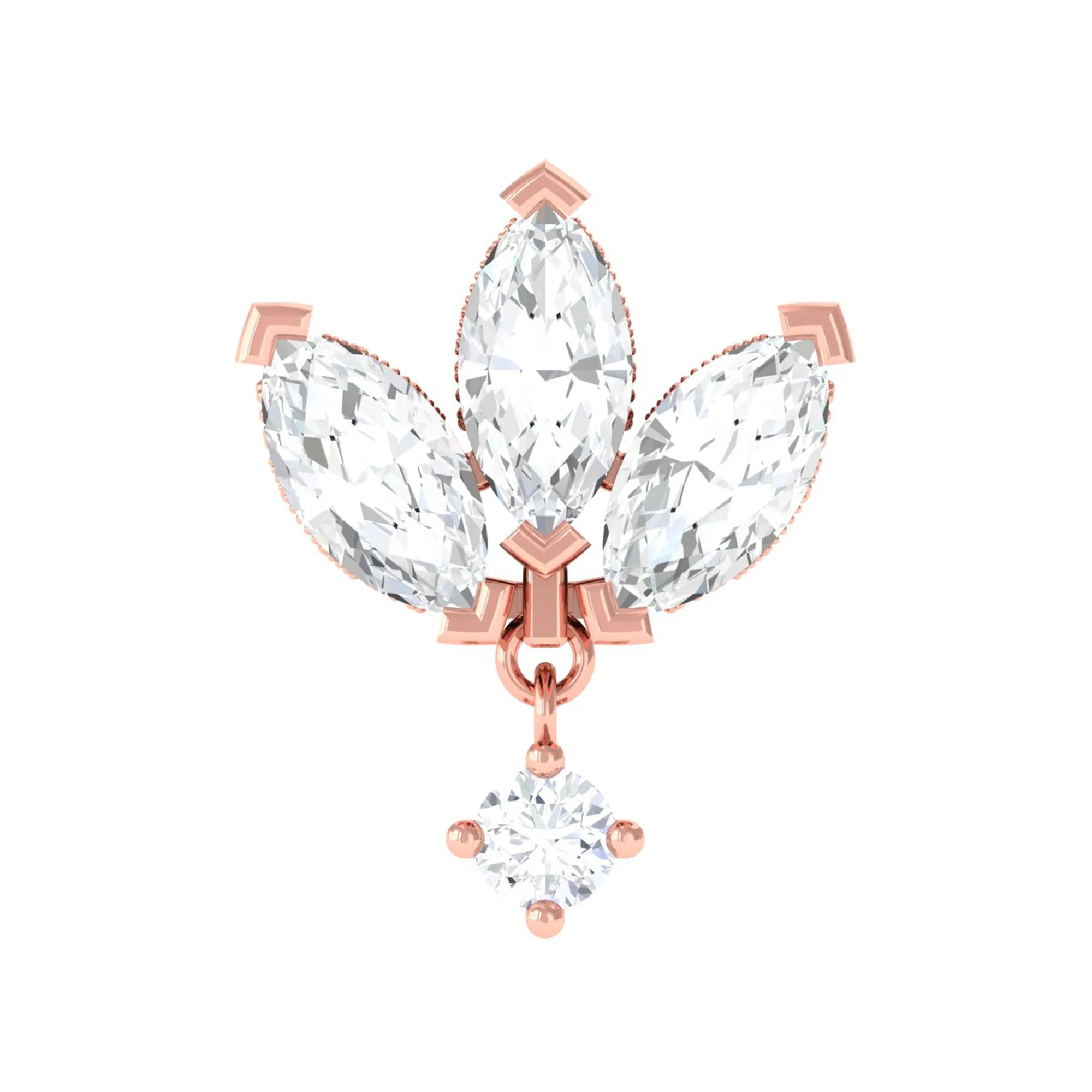 Marquise Diamond Lotus Floral Cartilage Earring