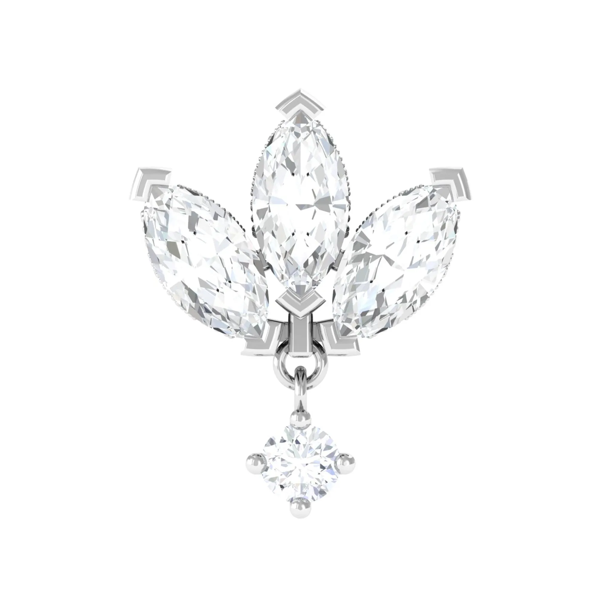 Marquise Diamond Lotus Floral Cartilage Earring