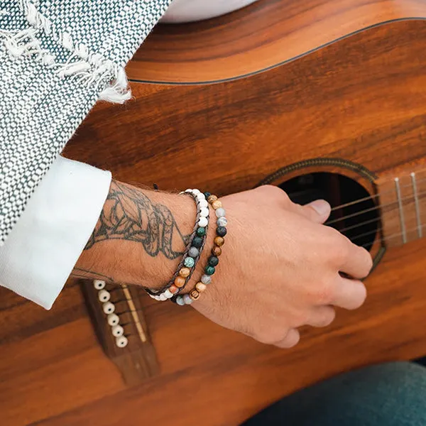 Mens Handmade Natural Stones Bracelet with Adjustable Cord