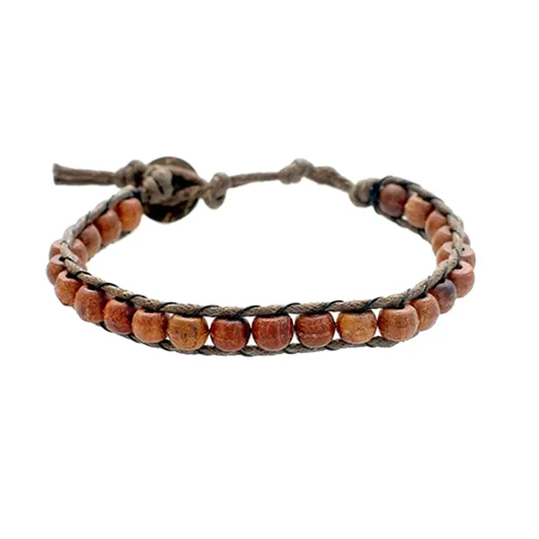 Mens Handmade Natural Stones Bracelet with Adjustable Cord