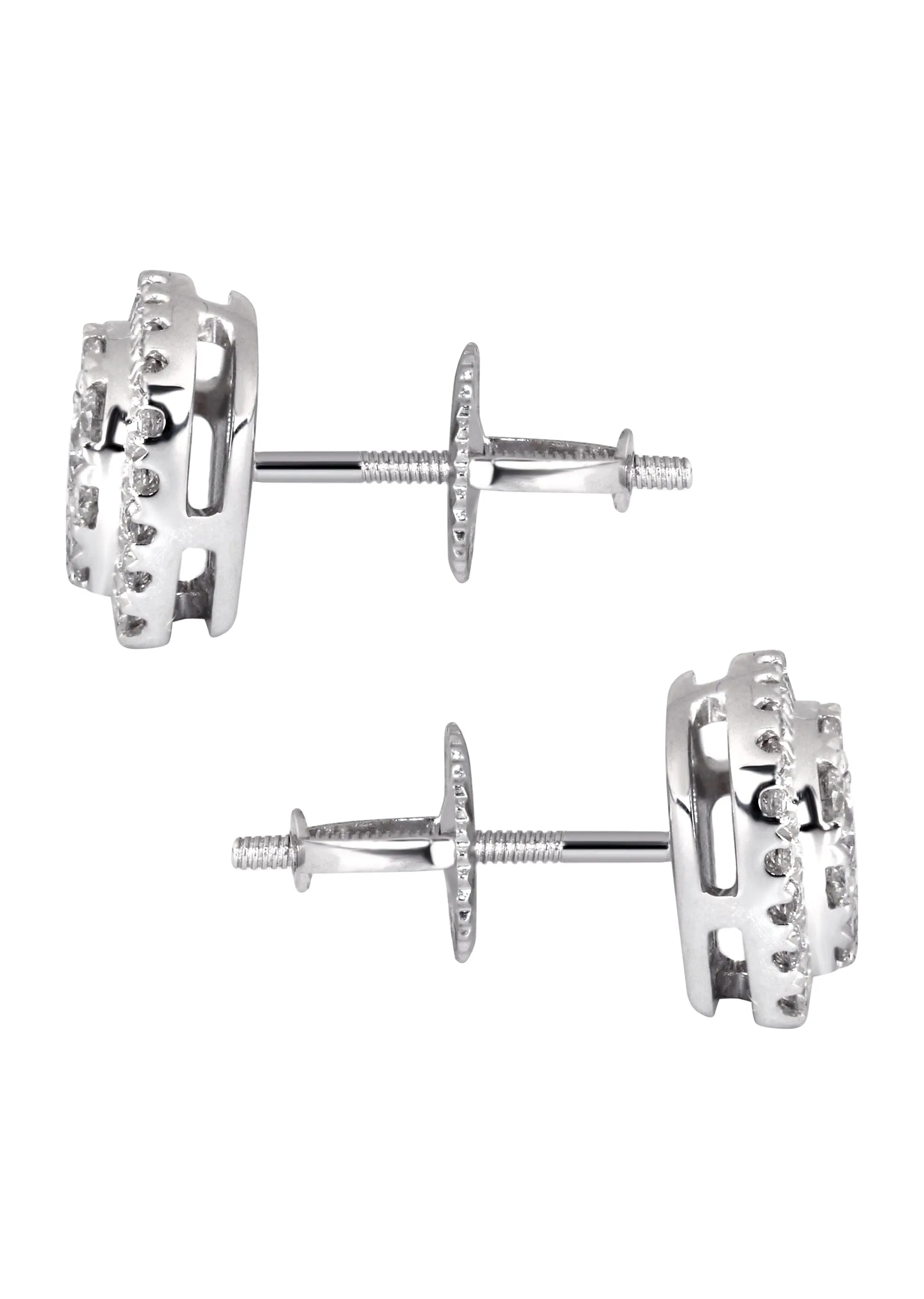 Mens Stud Diamond Earrings | 0.75 Carats 14K White Gold