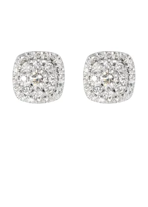 Mens Stud Diamond Earrings | 0.75 Carats 14K White Gold